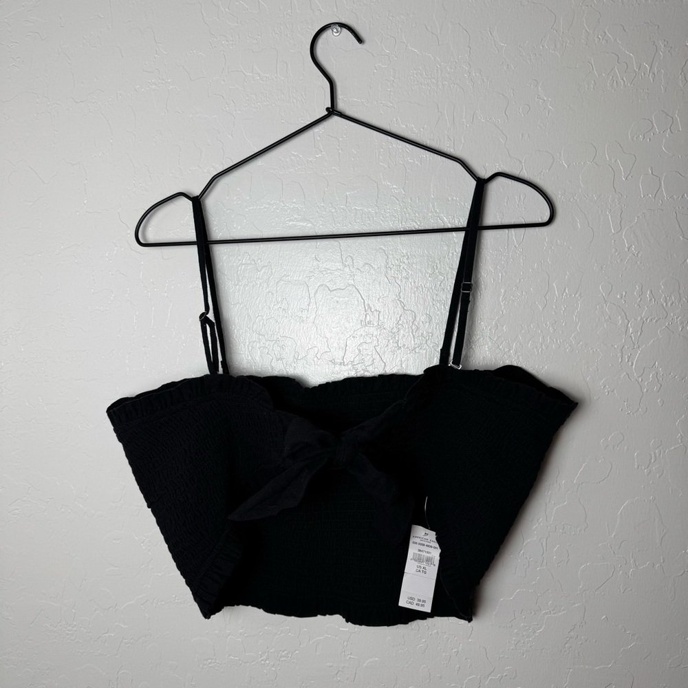 American Eagle Outfitters Smocked Black Top - Picture 5 of 8